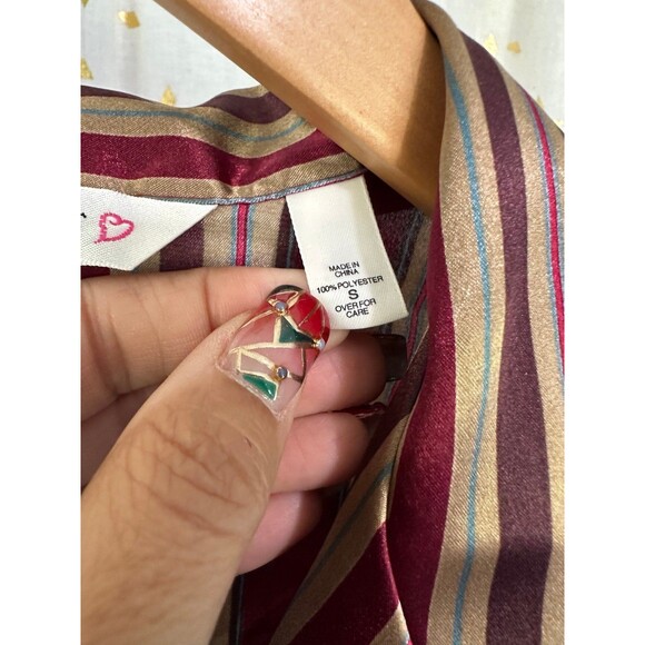 Victoria’s Secret Women's Stripe Button Down Silky Satin Sleep Shirt S - Picture 5 of 5